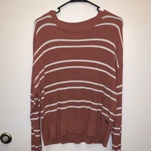 PINK NEVER RELEASED Rust striped campus sweater